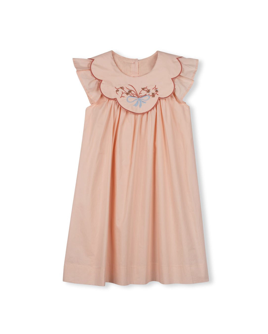 LILOU PINK EMBROIDERED BOW BIB DRESS