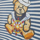 PHIL AND PHOEBE BLUE TEDDY BEAR HALF STRIPE T-SHIRT
