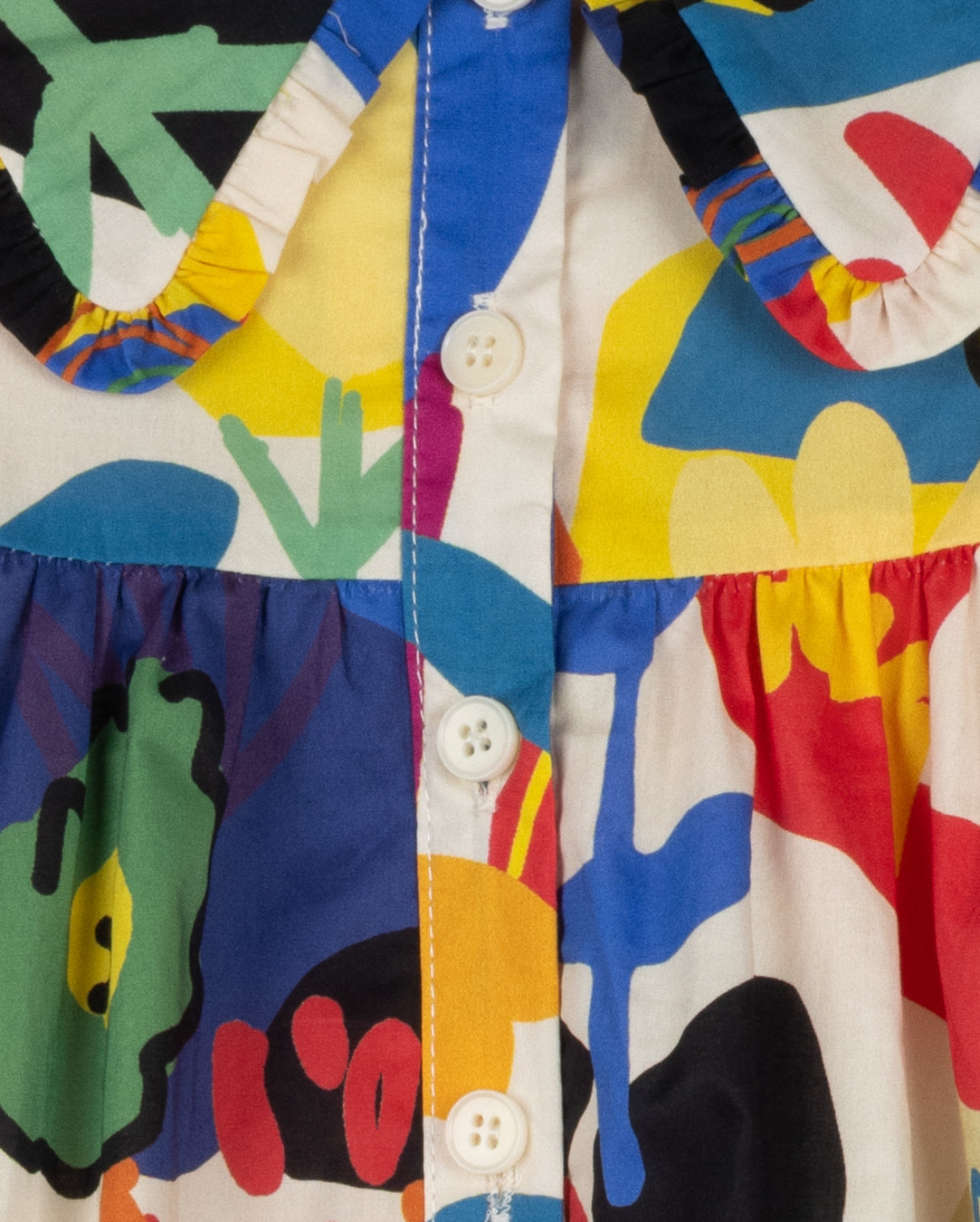 LILOU YELLOW/BLUE FLOWER COLLAR DRESS