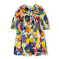 LILOU YELLOW/BLUE FLOWER COLLAR DRESS