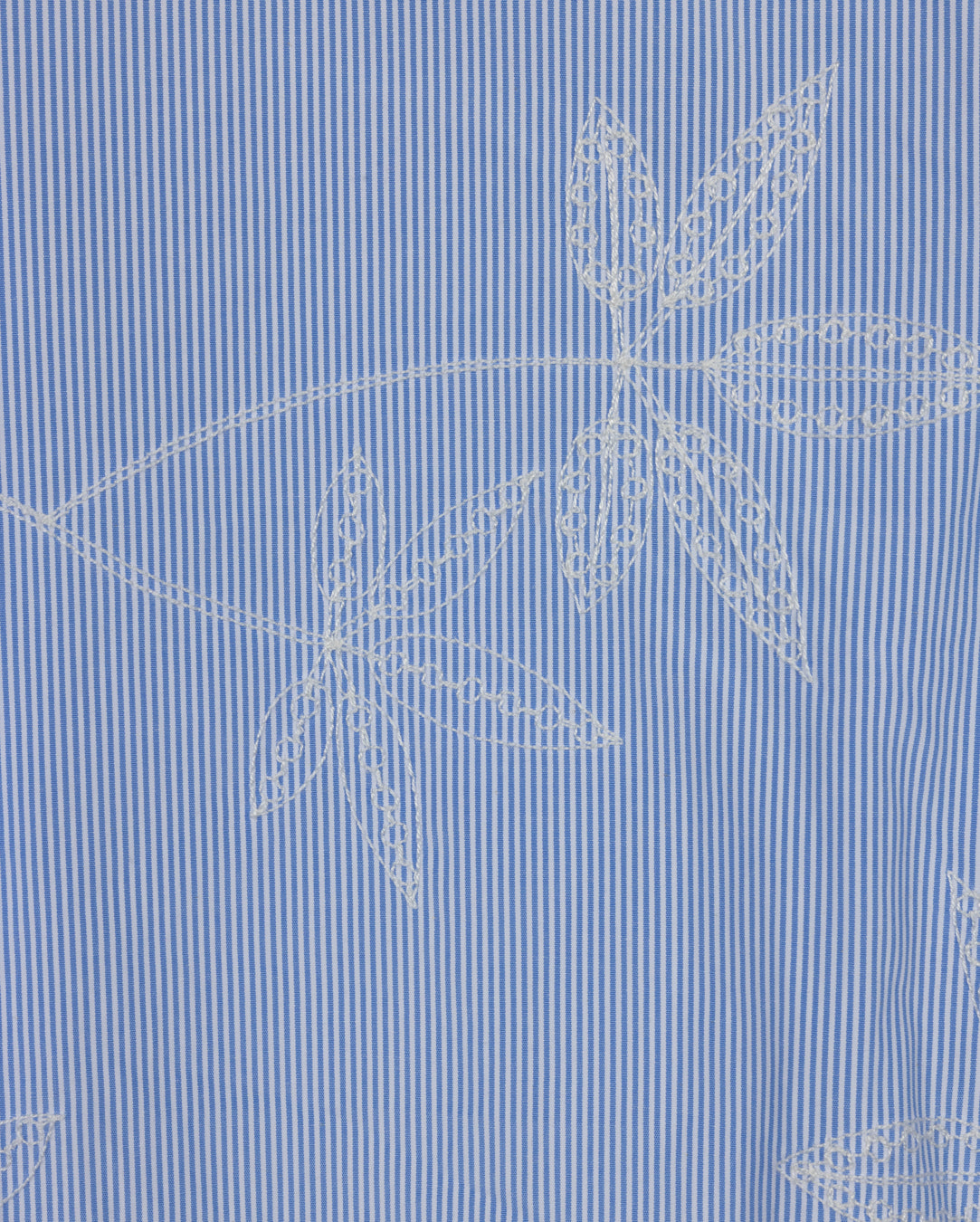 LILOU BLUE PINSTRIPE EMBROIDERED DRESS