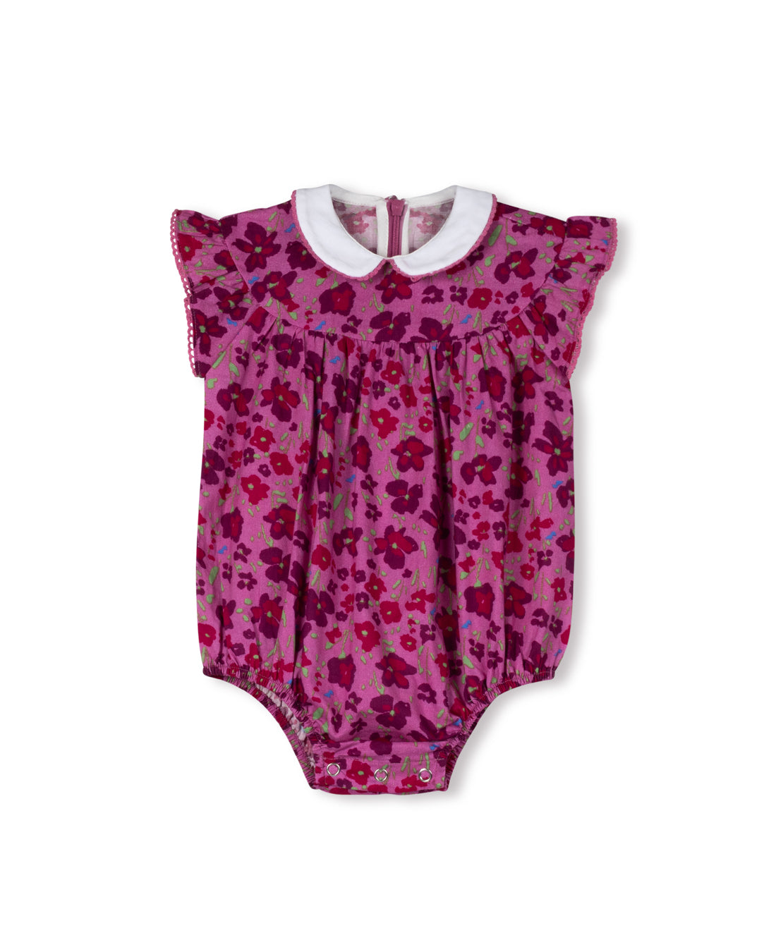 PAPILLON FUCHSIA PINK FLORAL COLLAR ROMPER