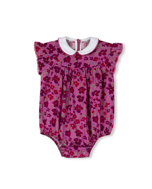 PAPILLON FUCHSIA PINK FLORAL COLLAR ROMPER