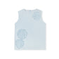 TUSTELLO LIGHT BLUE POPLIN FLOWER APPLIQUE VEST