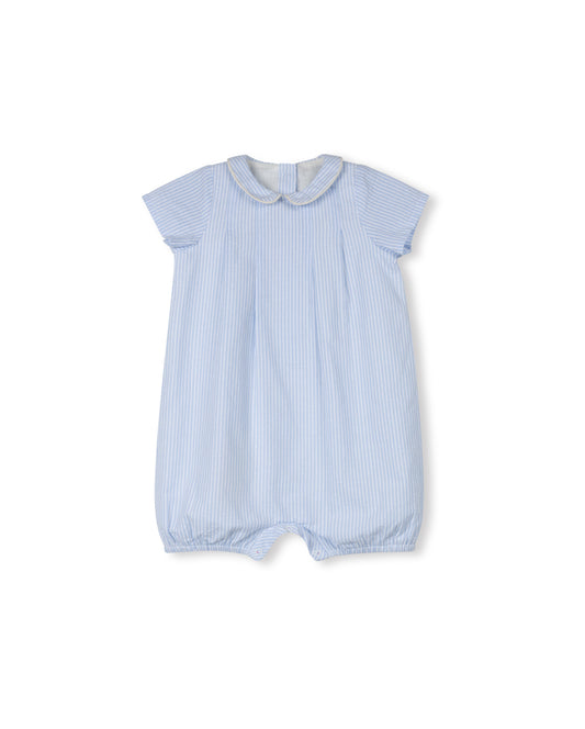 ONE CHILD BLUE/WHITE STRIPE COLLAR ROMPER