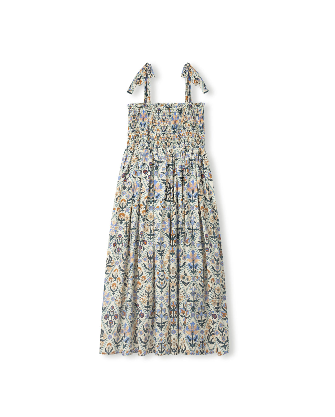 PAPILLON FLORAL PATCHWORK SMOCKED MAXI DRESS