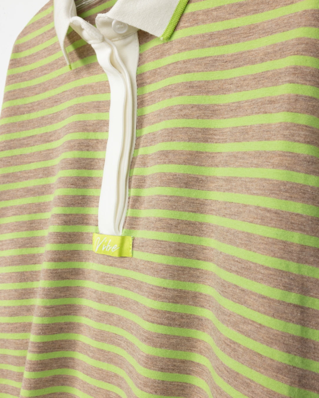 VIBE LIME STRIPE COLLARED T-SHIRT