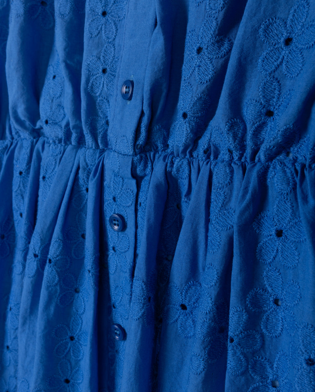 MINIMAL ROYAL BLUE EYELET FLORAL WAISTED DRESS