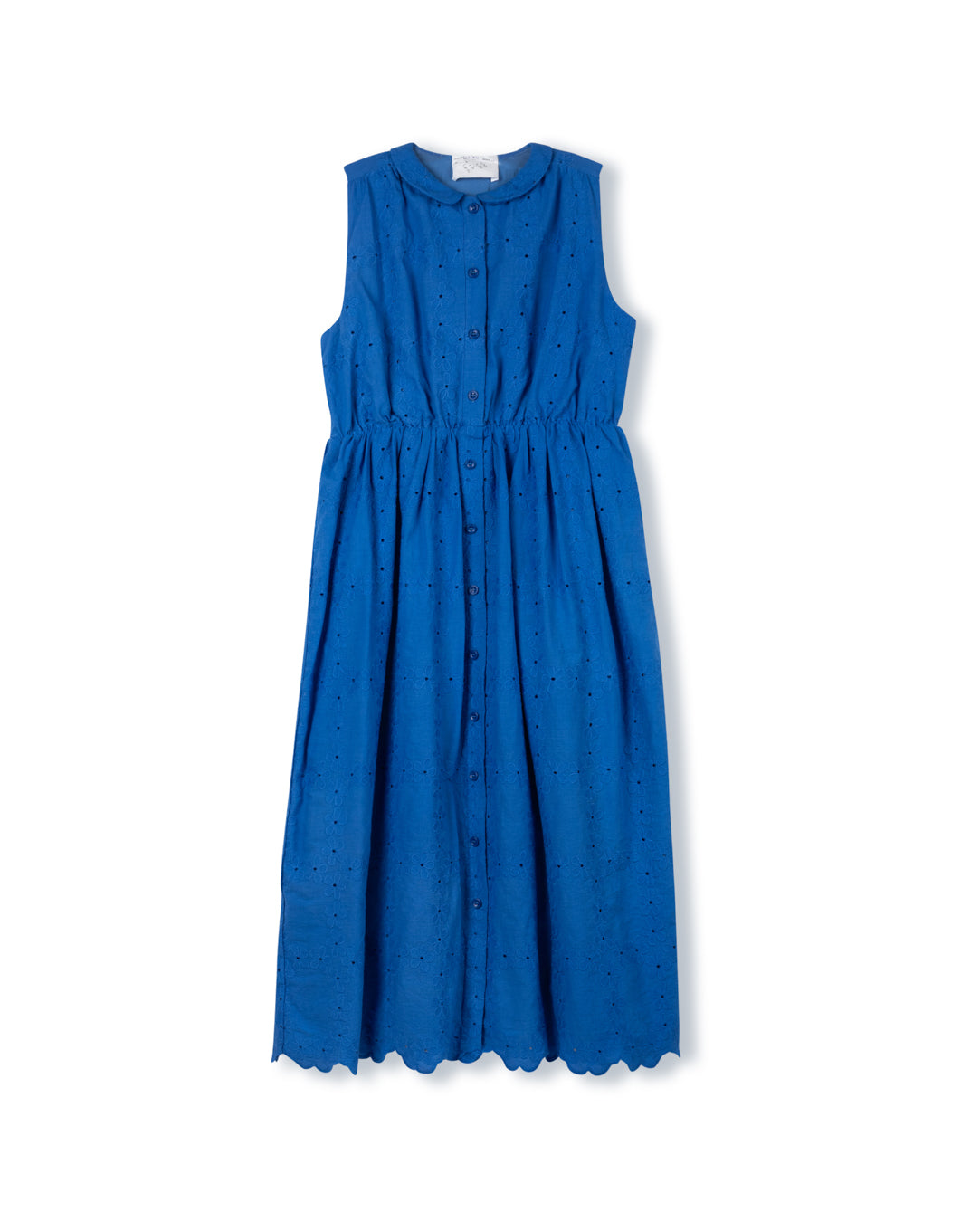 MINIMAL ROYAL BLUE EYELET FLORAL WAISTED DRESS