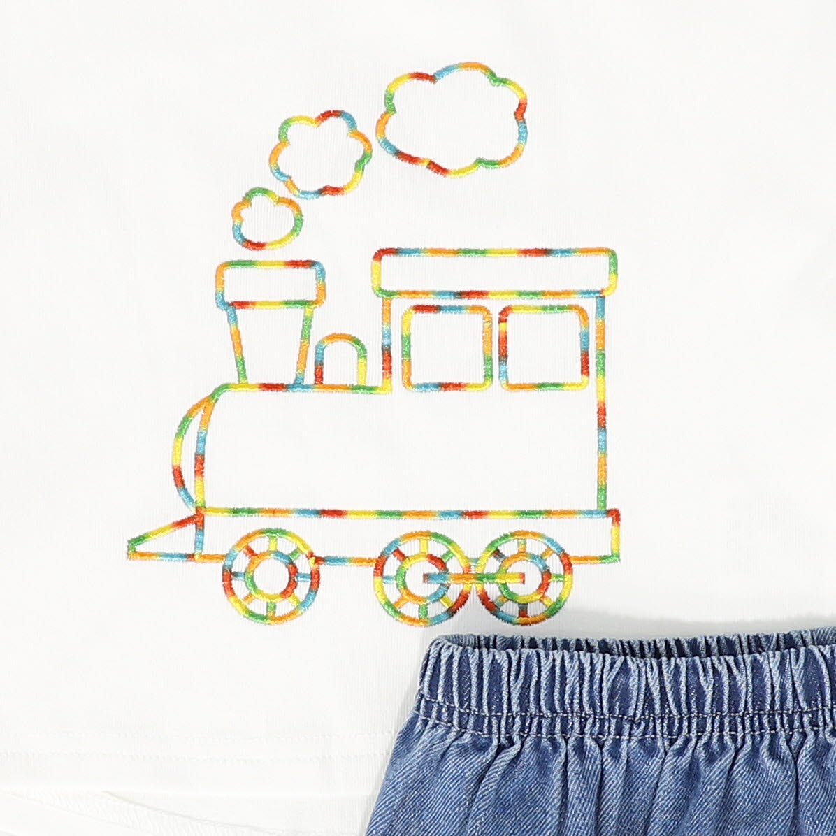 PHIL AND PHOEBE WHITE TRAIN BLOOMER SET