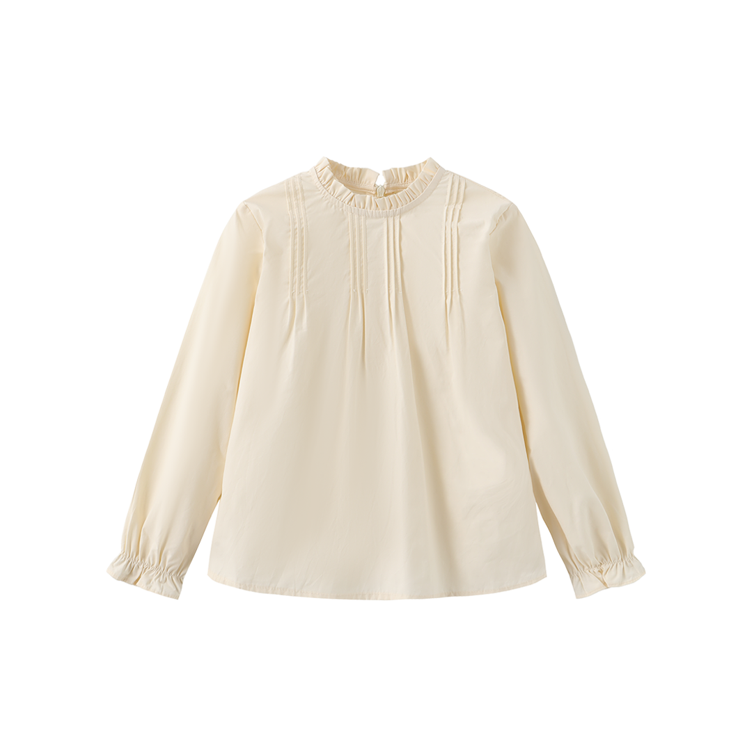FRENCH HERITAGE CREAM RUFFLE NECK BLOUSE