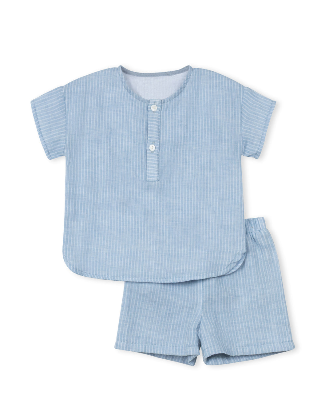 ONE CHILD BLUE THIN STRIPE SHORTS SET