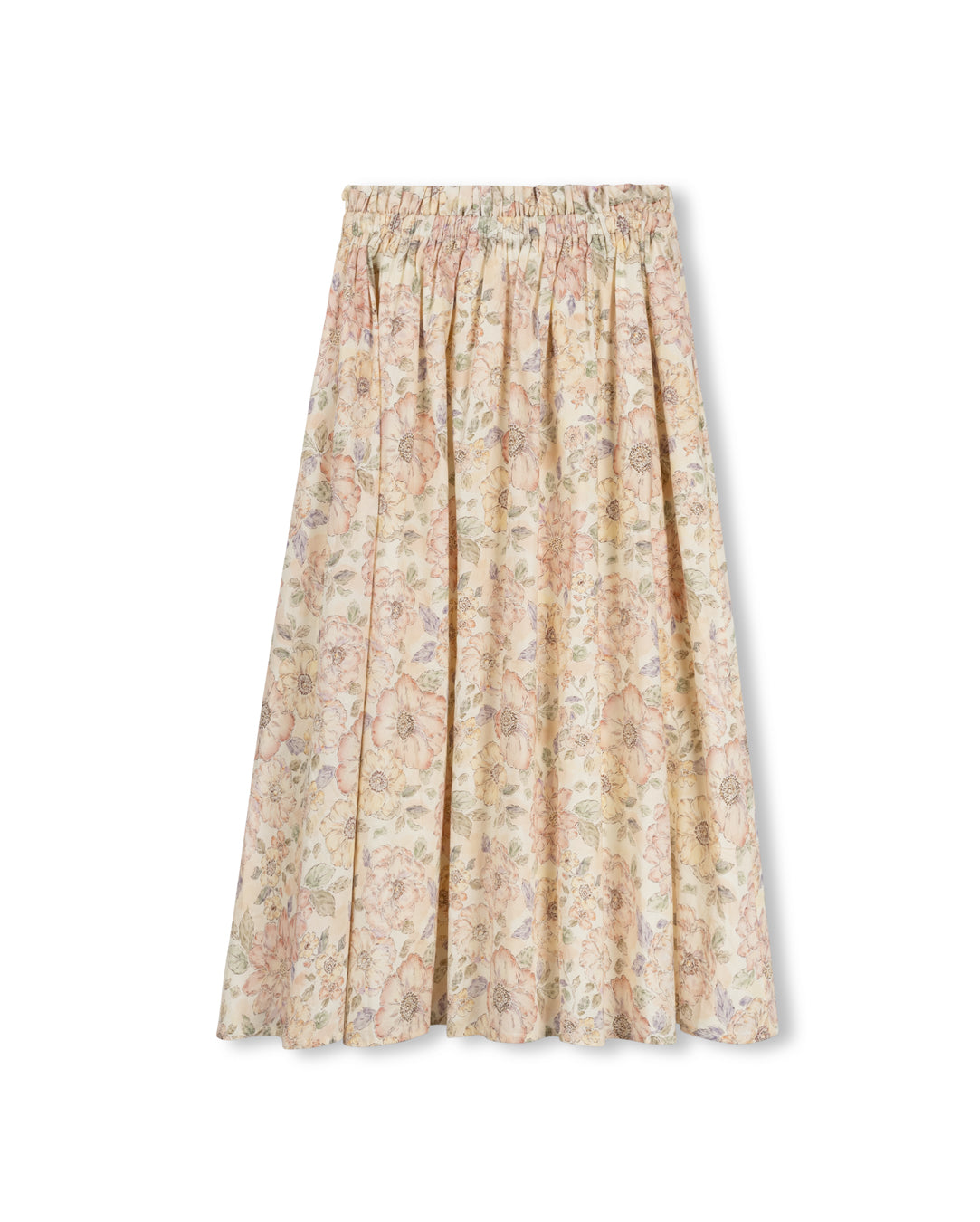 TUSTELLO PALE PINK FLORAL GATHERED WAIST SKIRT [FINAL SALE]