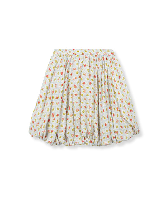 PAPILLON GREEN/PINK FLORAL PATTERN BUBBLE SKIRT