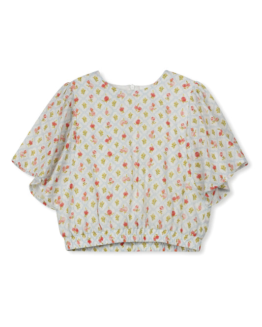 PAPILLON GREEN/PINK FLORAL PATTERN BLOUSE
