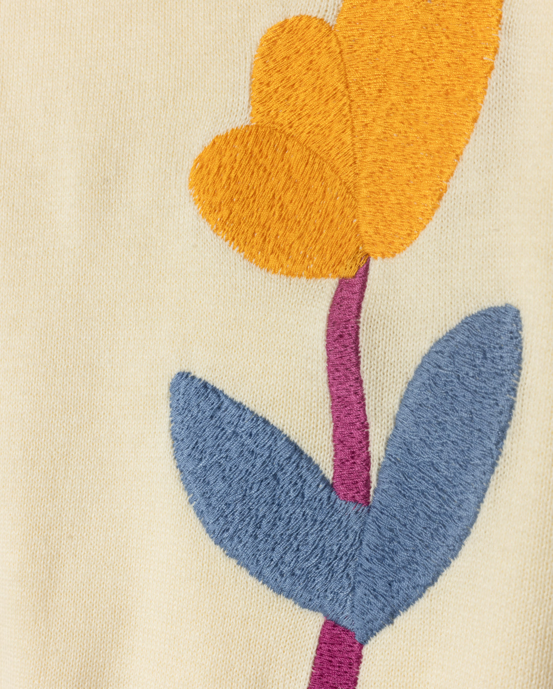 LILOU CREAM EMBROIDERED FLOWER PATCH SWEATER