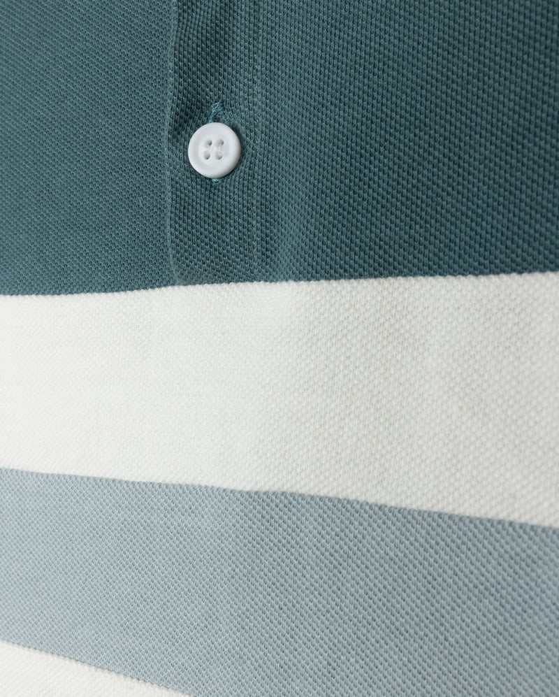 DUKE + PORT TEAL PIQUE STRIPE POLO [FINAL SALE]
