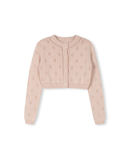 ONE CHILD MAUVE POINTELLE CARDIGAN