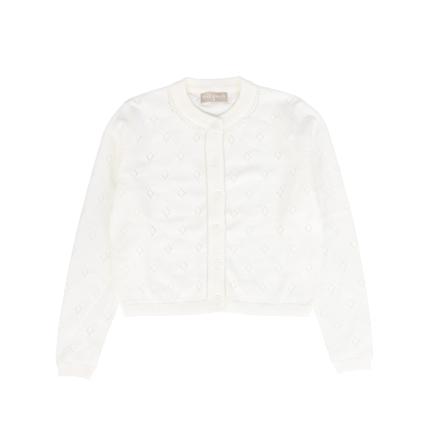 ONE CHILD IVORY POINTELLE CARDIGAN