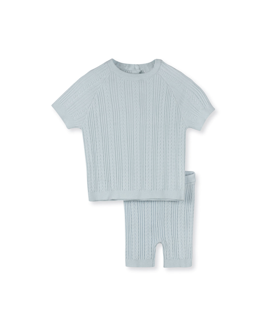 ONE CHILD BLUE CABLE KNIT SET