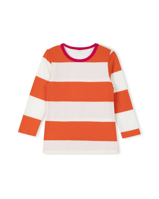 CABANA ORANGE WIDE STRIPE TRIM T-SHIRT