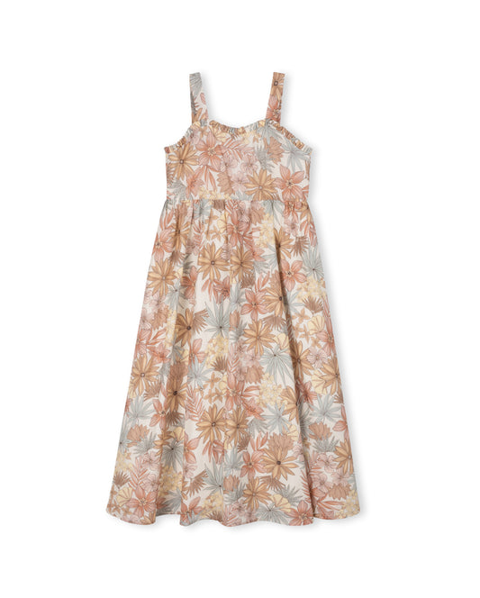 PAPILLON FLORAL RUFFLE TRIM MAXI DRESS