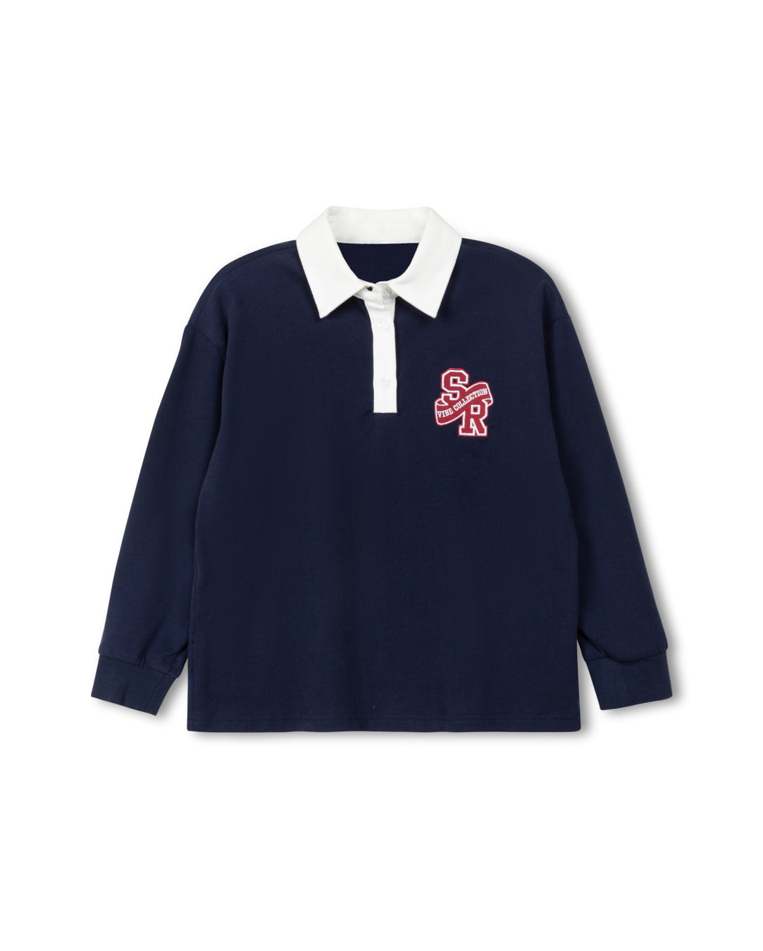 VIBE NAVY CROP OFF SHOULDER POLO