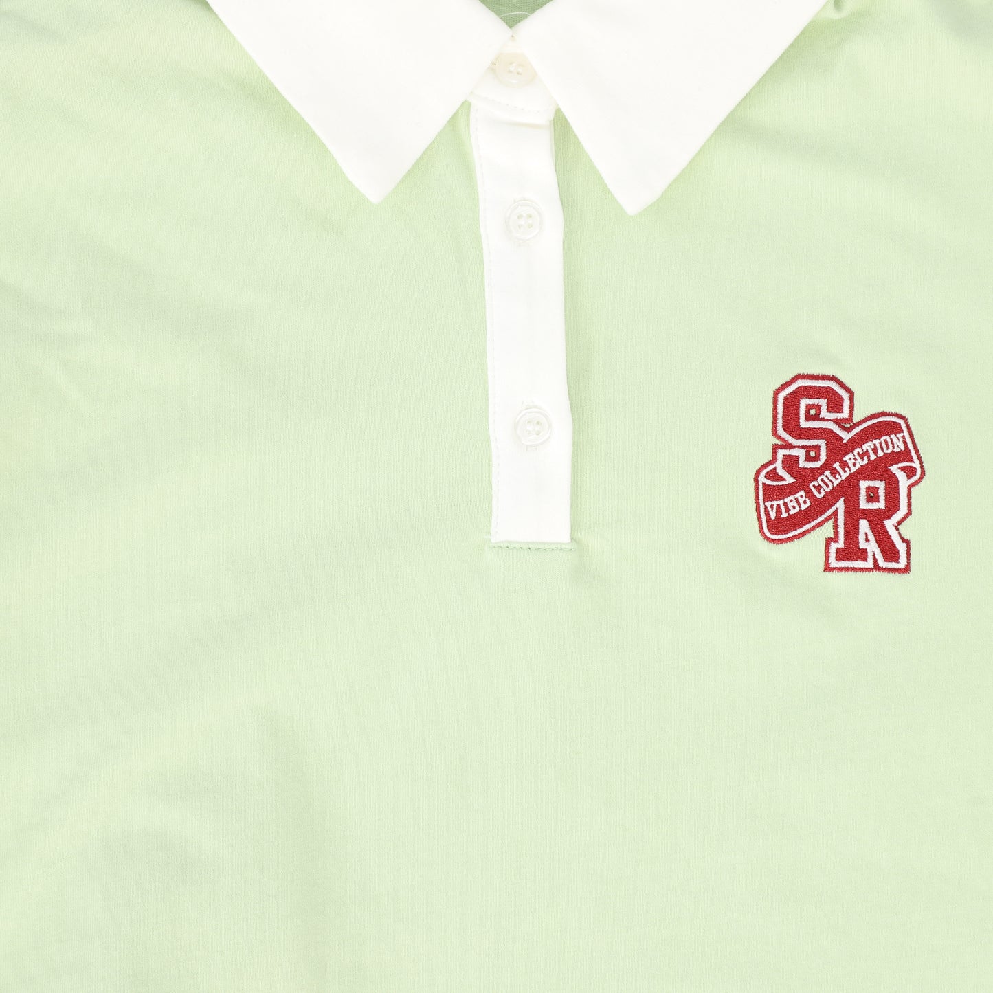 VIBE LIME CROPPED OFF SHOULDER POLO