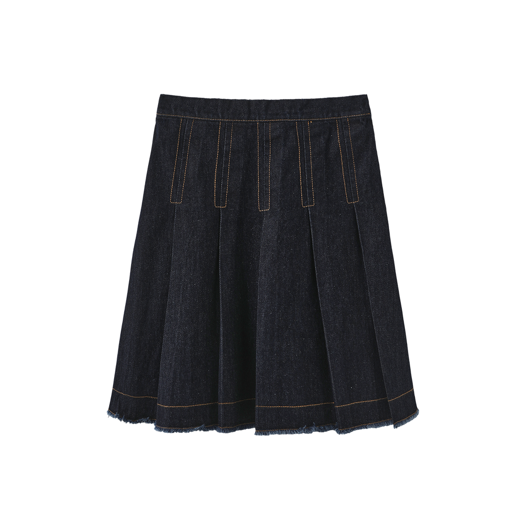 VALEN VEE BLUE DENIM KNIFE PLEAT SKIRT