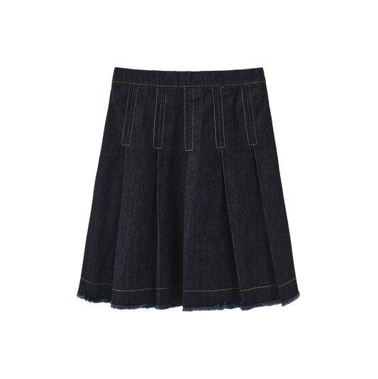 VALEN VEE BLUE DENIM KNIFE PLEAT SKIRT