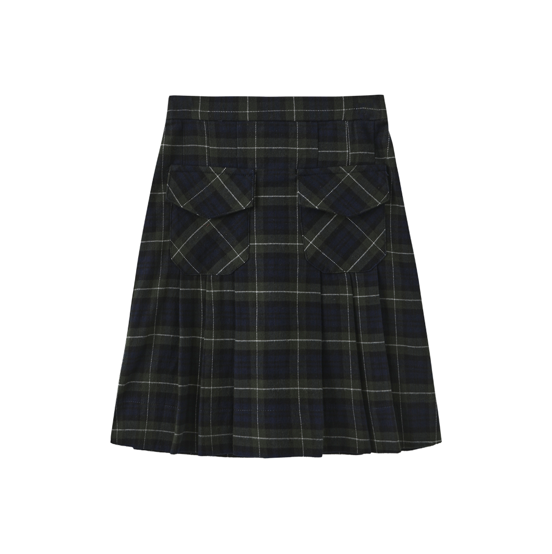 CREATIVE GENIUS PLAID POCKET BUTTON SKIRT