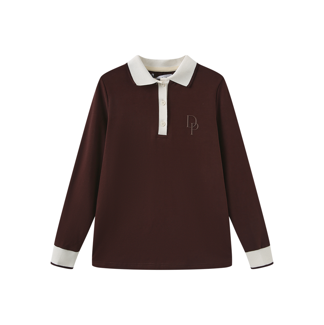 DUKE AND PORT BROWN CONTRAST COLLAR POLO