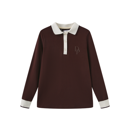 DUKE AND PORT BROWN CONTRAST COLLAR POLO