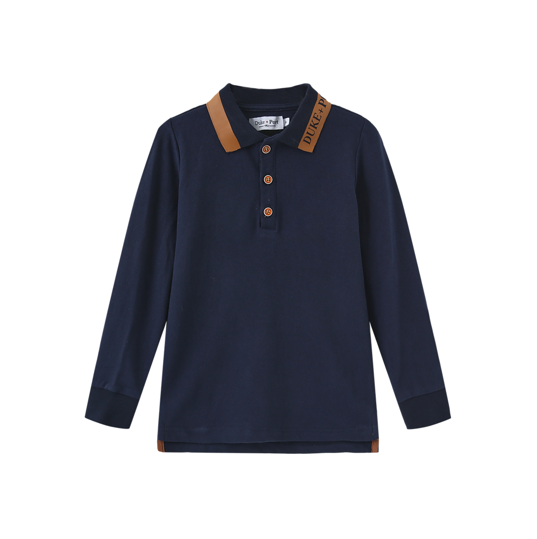 DUKE AND PORT NAVY LEATHER TRIM POLO