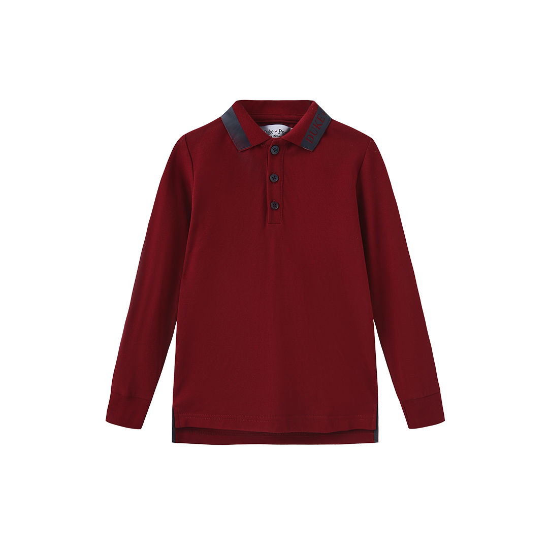 DUKE AND PORT BURGUNDY LEATHER TRIM POLO
