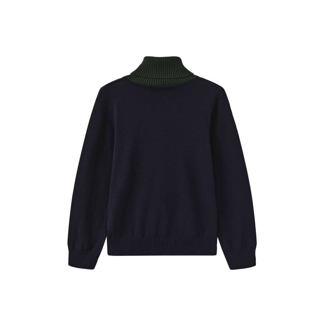 CREATIVE GENIUS NAVY CONTRAST NECK BEAR PATCH TURTLENECK