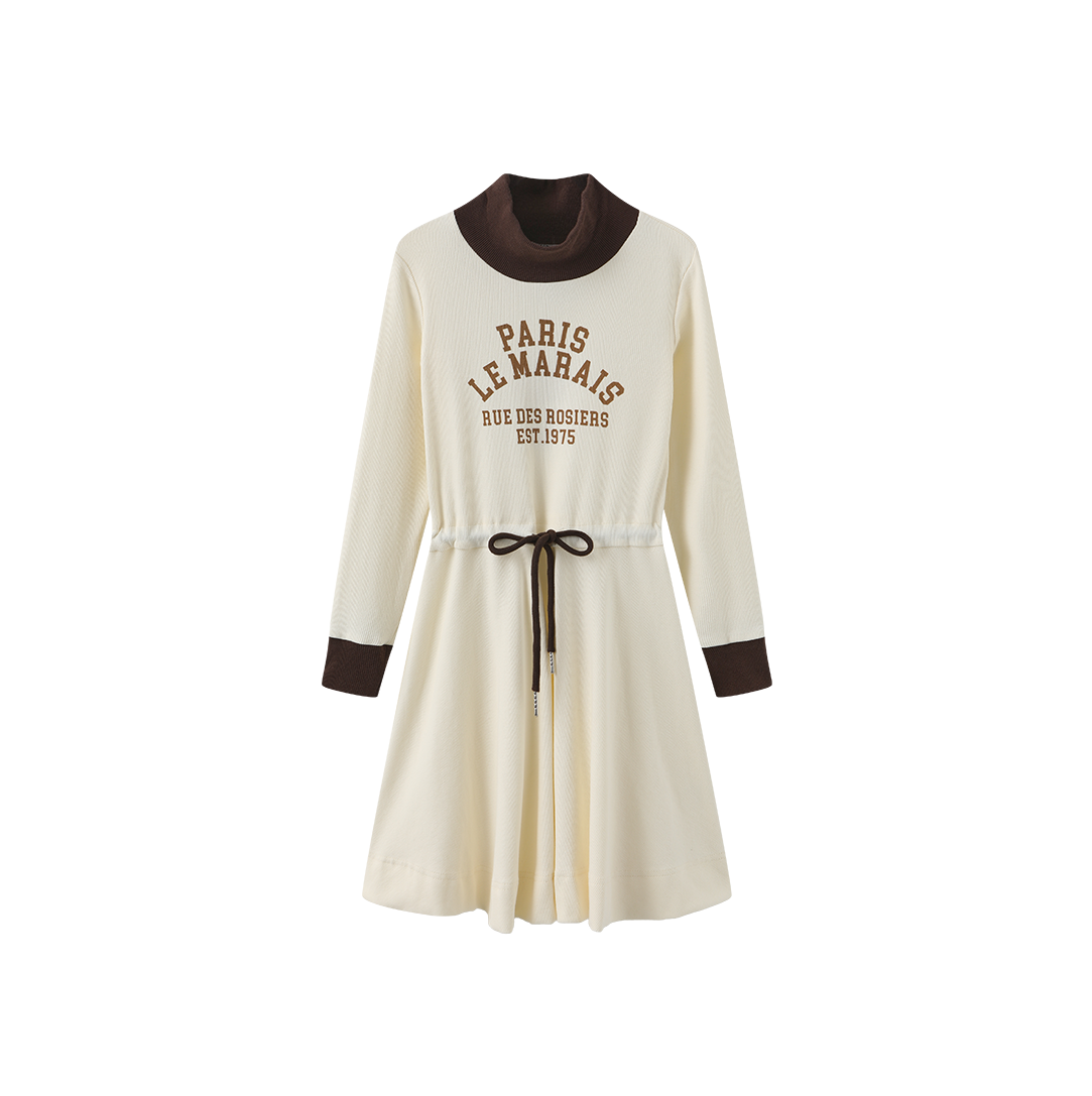 CREATIVE GENIUS CREAM TURTLENECK DRESS