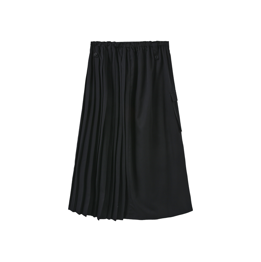 VIBE BLACK SIDE PLEATED MIDI SKIRT