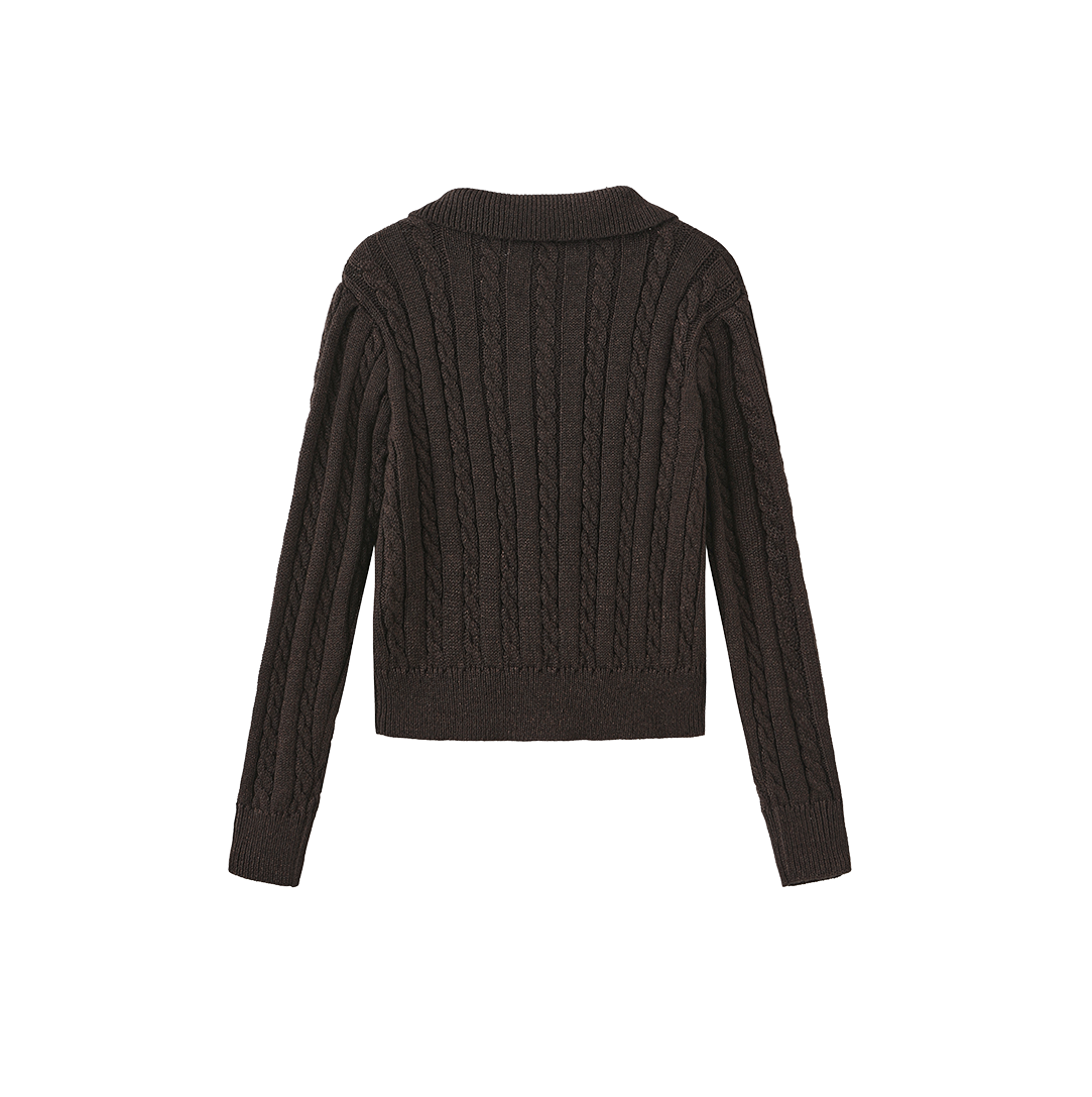 VALEN VEE BROWN KNIT SHIMMER CARDIGAN