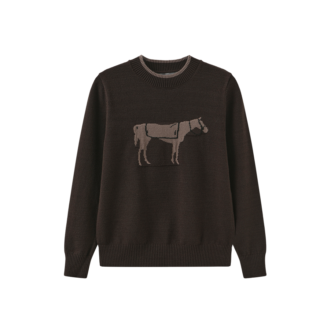 HARPER JAMES BROWN HORSE PATCH KNIT SWEATER