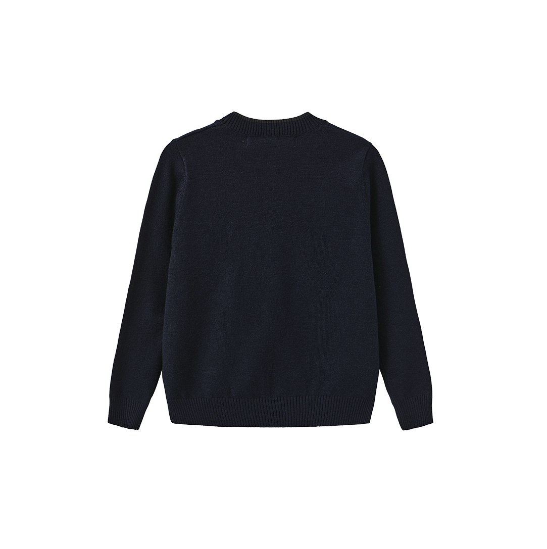 HARPER JAMES NAVY HORSE PATCH KNIT SWEATER