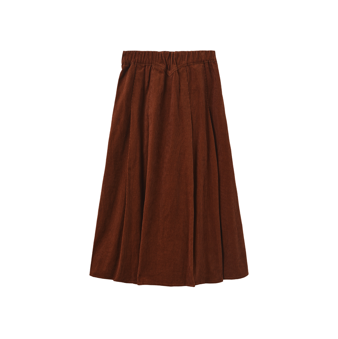 VALEN VEE BROWN CORDUROY SINGLE POCKET MIDI SKIRT