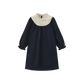 PAPILLON NAVY QUILTED NECK TAFFETA DRESS