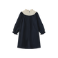 PAPILLON NAVY QUILTED NECK TAFFETA DRESS