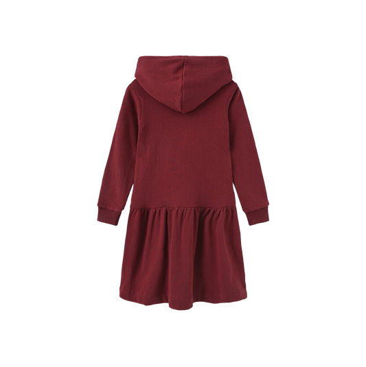 PHIL AND PHOEBE BURGUNDY SWEATSHIRT HOODED DRESS