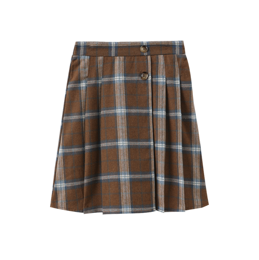 ONE CHILD CAMEL PLAID SKIRT