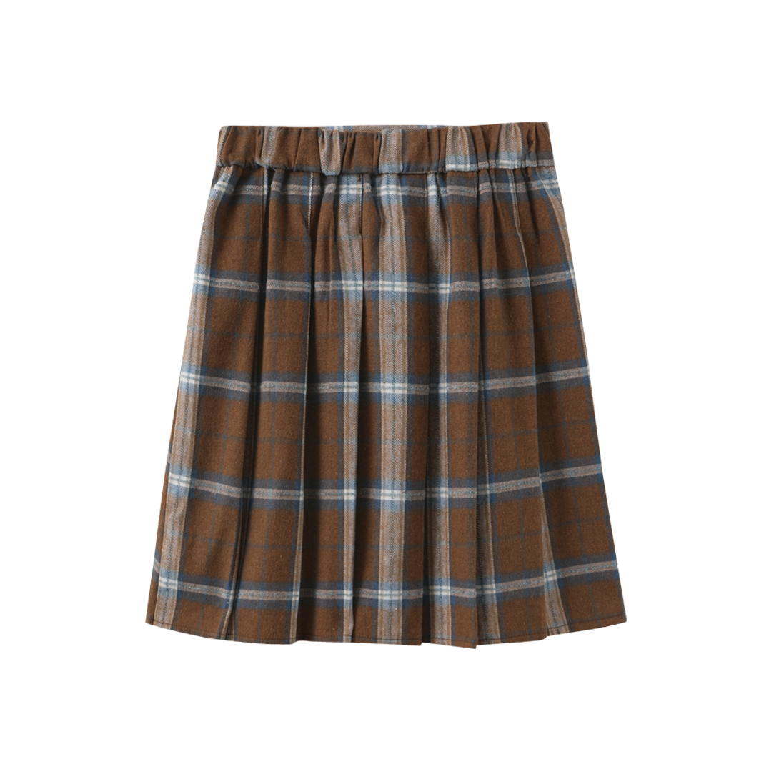 ONE CHILD CAMEL PLAID SKIRT