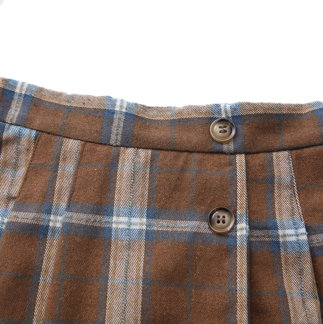 ONE CHILD CAMEL PLAID SKIRT