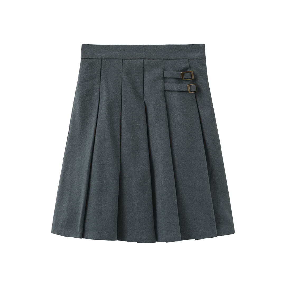 ONE CHILD DUSTY BLUE WOOL PLEATED SKIRT
