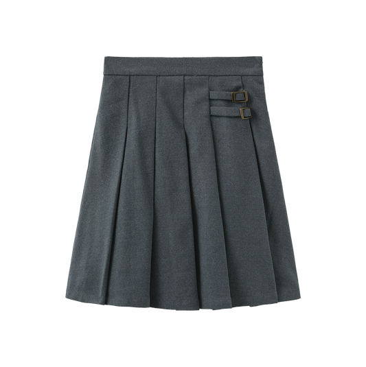 ONE CHILD DUSTY BLUE WOOL PLEATED SKIRT